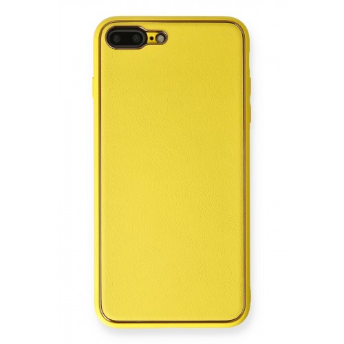 Newface iPhone 8 Plus Kılıf Coco Deri Silikon Kapak - Sarı Newface iPhone 8 Plus Kılıf Coco Deri Silikon Kapak - Sarı