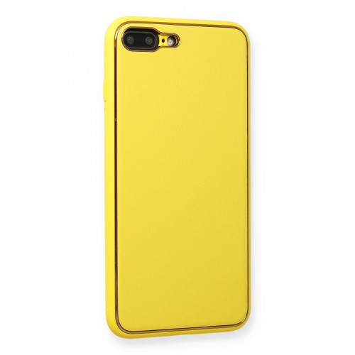 Newface iPhone 8 Plus Kılıf Coco Deri Silikon Kapak - Sarı Newface iPhone 8 Plus Kılıf Coco Deri Silikon Kapak - Sarı