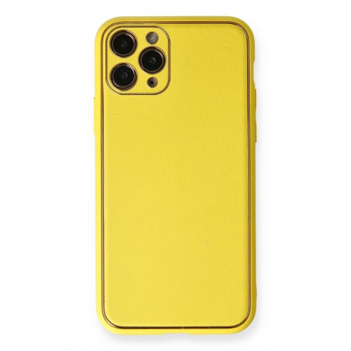 Newface iPhone 11 Pro Kılıf Coco Deri Silikon Kapak - Sarı Newface iPhone 11 Pro Kılıf Coco Deri Silikon Kapak - Sarı