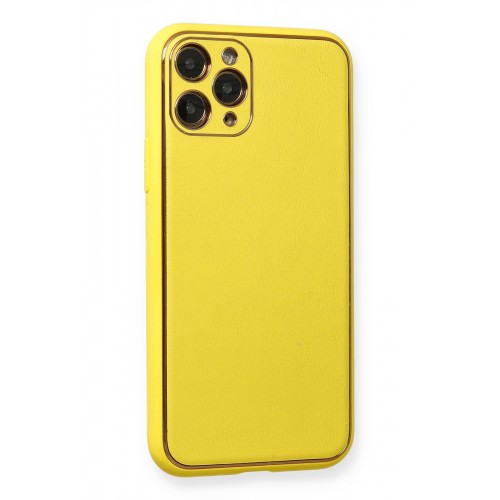 Newface iPhone 11 Pro Kılıf Coco Deri Silikon Kapak - Sarı Newface iPhone 11 Pro Kılıf Coco Deri Silikon Kapak - Sarı