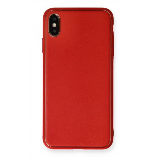 Newface iPhone XS Max Kılıf Coco Deri Silikon Kapak - Kırmızı Newface iPhone XS Max Kılıf Coco Deri Silikon Kapak - Kırmızı