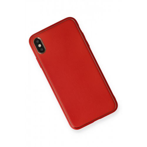 Newface iPhone XS Max Kılıf Coco Deri Silikon Kapak - Kırmızı Newface iPhone XS Max Kılıf Coco Deri Silikon Kapak - Kırmızı