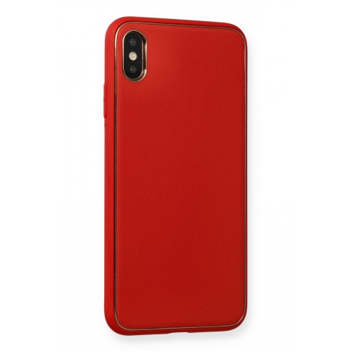Newface iPhone XS Max Kılıf Coco Deri Silikon Kapak - Kırmızı Newface iPhone XS Max Kılıf Coco Deri Silikon Kapak - Kırmızı