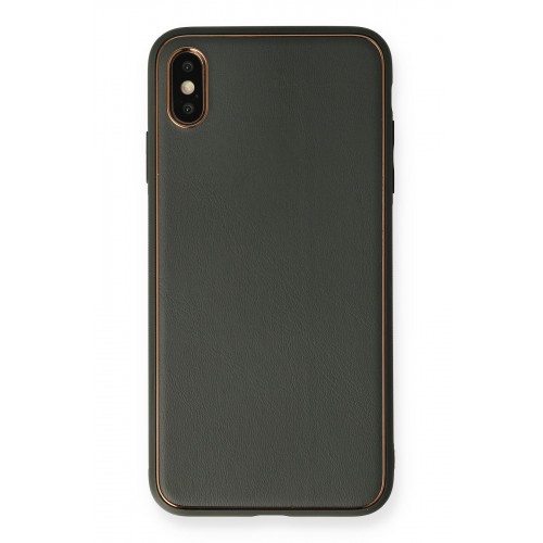 Newface iPhone XS Max Kılıf Coco Deri Silikon Kapak - Füme Newface iPhone XS Max Kılıf Coco Deri Silikon Kapak - Füme