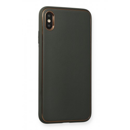 Newface iPhone XS Max Kılıf Coco Deri Silikon Kapak - Füme Newface iPhone XS Max Kılıf Coco Deri Silikon Kapak - Füme