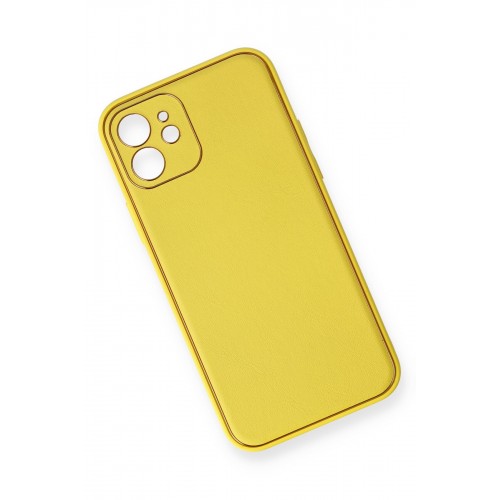 Newface iPhone 12 Kılıf Coco Deri Silikon Kapak - Sarı Newface iPhone 12 Kılıf Coco Deri Silikon Kapak - Sarı