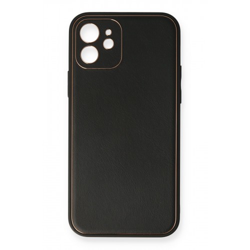 Newface iPhone 12 Kılıf Coco Deri Silikon Kapak - Siyah Newface iPhone 12 Kılıf Coco Deri Silikon Kapak - Siyah