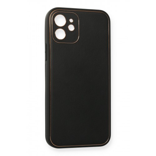 Newface iPhone 12 Kılıf Coco Deri Silikon Kapak - Siyah Newface iPhone 12 Kılıf Coco Deri Silikon Kapak - Siyah