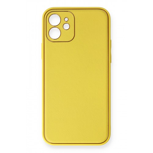 Newface iPhone 12 Mini Kılıf Coco Deri Silikon Kapak - Sarı Newface iPhone 12 Mini Kılıf Coco Deri Silikon Kapak - Sarı