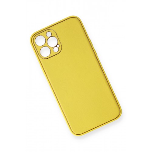 Newface iPhone 12 Pro Kılıf Coco Deri Silikon Kapak - Sarı Newface iPhone 12 Pro Kılıf Coco Deri Silikon Kapak - Sarı