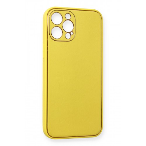 Newface iPhone 12 Pro Kılıf Coco Deri Silikon Kapak - Sarı Newface iPhone 12 Pro Kılıf Coco Deri Silikon Kapak - Sarı