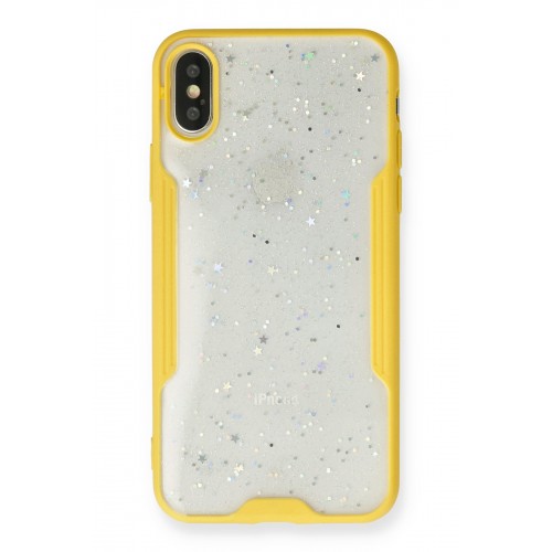 Newface iPhone XS Kılıf Platin Simli Silikon - Sarı Newface iPhone XS Kılıf Platin Simli Silikon - Sarı