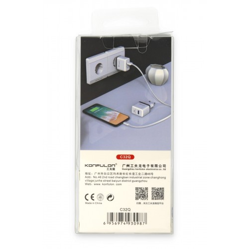 Konfulon C32Q 3.0 Quick Lightning Seyahat Şarj Cihazı Konfulon C32Q 3.0 Quick Lightning Seyahat Şarj Cihazı