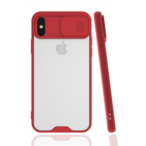 Newface iPhone X Kılıf Platin Kamera Koruma Silikon - Kırmızı Newface iPhone X Kılıf Platin Kamera Koruma Silikon - Kırmızı