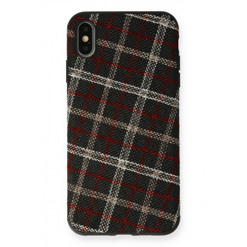 Newface iPhone XS Kılıf Ottoman Kumaş Silikon - Ekose Newface iPhone XS Kılıf Ottoman Kumaş Silikon - Ekose