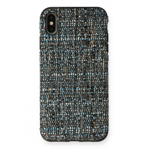 Newface iPhone XS Kılıf Ottoman Kumaş Silikon - Mavi Newface iPhone XS Kılıf Ottoman Kumaş Silikon - Mavi