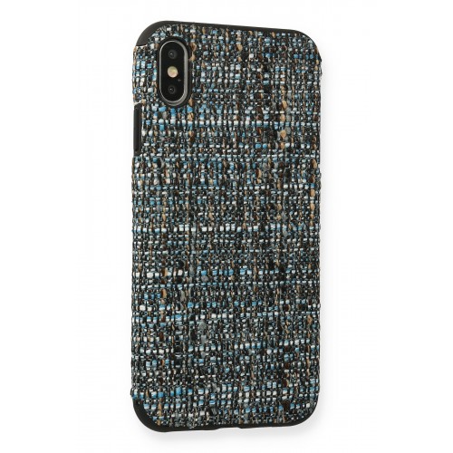 Newface iPhone XS Kılıf Ottoman Kumaş Silikon - Mavi Newface iPhone XS Kılıf Ottoman Kumaş Silikon - Mavi