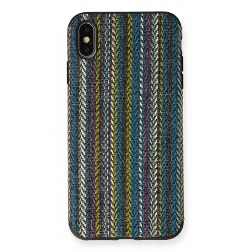 Newface iPhone XS Kılıf Ottoman Kumaş Silikon - Mavi Örgü Newface iPhone XS Kılıf Ottoman Kumaş Silikon - Mavi Örgü