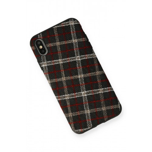Newface iPhone XS Max Kılıf Ottoman Kumaş Silikon - Ekose Newface iPhone XS Max Kılıf Ottoman Kumaş Silikon - Ekose