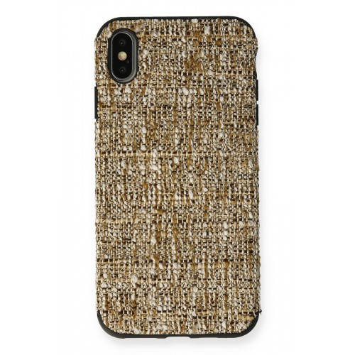 Newface iPhone XS Max Kılıf Ottoman Kumaş Silikon - Krem