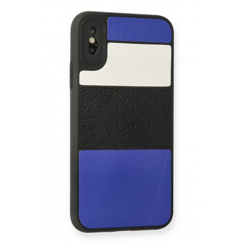Newface iPhone X Kılıf Sky Deri Silikon - Mavi Newface iPhone X Kılıf Sky Deri Silikon - Mavi