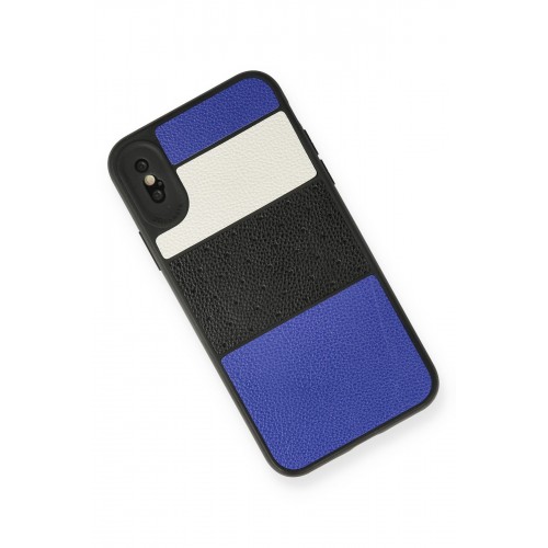 Newface iPhone XS Kılıf Sky Deri Silikon - Mavi Newface iPhone XS Kılıf Sky Deri Silikon - Mavi