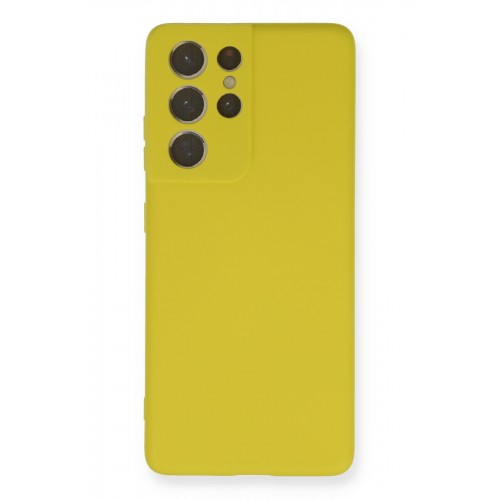Newface Samsung Galaxy S21 Ultra Kılıf Nano içi Kadife Silikon - Sarı Newface Samsung Galaxy S21 Ultra Kılıf Nano içi Kadife Silikon - Sarı