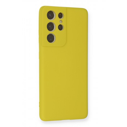 Newface Samsung Galaxy S21 Ultra Kılıf Nano içi Kadife Silikon - Sarı Newface Samsung Galaxy S21 Ultra Kılıf Nano içi Kadife Silikon - Sarı