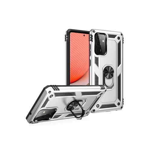 Newface Samsung Galaxy A72 Kılıf Sofya Yüzüklü Silikon Kapak - Gümüş Newface Samsung Galaxy A72 Kılıf Sofya Yüzüklü Silikon Kapak - Gümüş