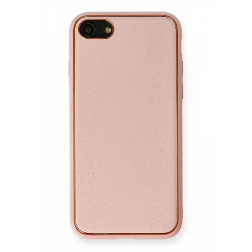 Newface iPhone 7 Kılıf Coco Deri Silikon Kapak - Pembe Newface iPhone 7 Kılıf Coco Deri Silikon Kapak - Pembe