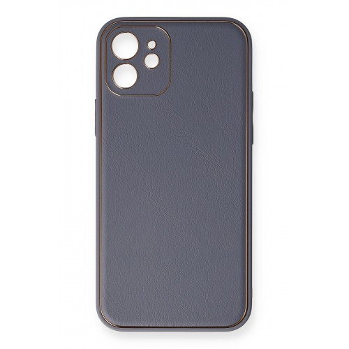 Newface iPhone 12 Mini Kılıf Coco Deri Silikon Kapak - Gri