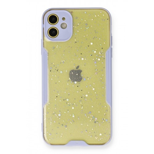 Newface iPhone 12 Kılıf Platin Simli Silikon - Lila Newface iPhone 12 Kılıf Platin Simli Silikon - Lila