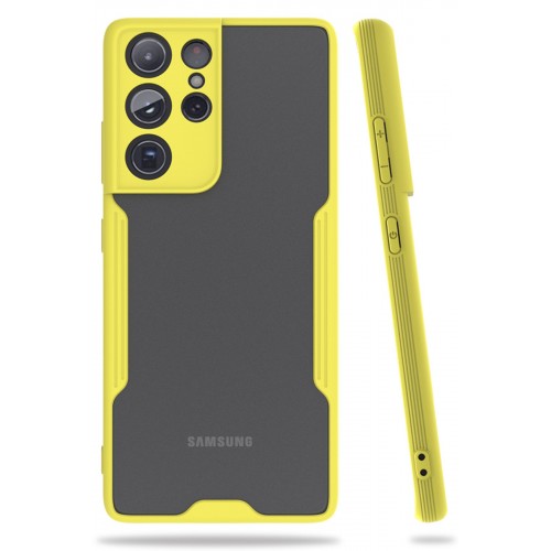 Newface Samsung Galaxy S21 Ultra Kılıf Platin Silikon - Sarı Newface Samsung Galaxy S21 Ultra Kılıf Platin Silikon - Sarı
