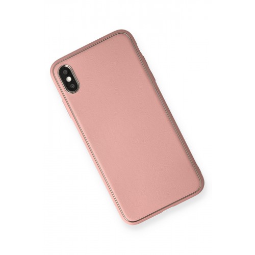 Newface iPhone XS Max Kılıf Coco Deri Silikon Kapak - Pembe Newface iPhone XS Max Kılıf Coco Deri Silikon Kapak - Pembe