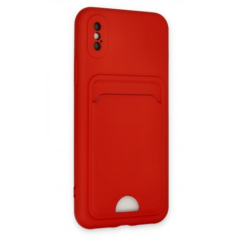 Newface iPhone XS Kılıf Kelvin Kartvizitli Silikon - Kırmızı Newface iPhone XS Kılıf Kelvin Kartvizitli Silikon - Kırmızı
