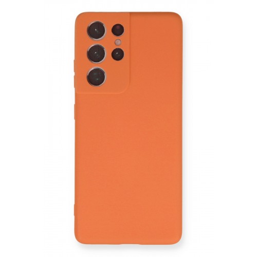 Newface Samsung Galaxy S21 Ultra Kılıf Nano içi Kadife Silikon - Turuncu Newface Samsung Galaxy S21 Ultra Kılıf Nano içi Kadife Silikon - Turuncu