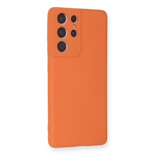 Newface Samsung Galaxy S21 Ultra Kılıf Nano içi Kadife Silikon - Turuncu Newface Samsung Galaxy S21 Ultra Kılıf Nano içi Kadife Silikon - Turuncu