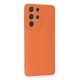 Newface Samsung Galaxy S21 Ultra Kılıf Nano içi Kadife Silikon - Turuncu Newface Samsung Galaxy S21 Ultra Kılıf Nano içi Kadife Silikon - Turuncu