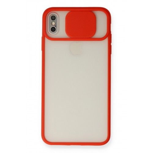 Newface iPhone X Kılıf Palm Buzlu Kamera Sürgülü Silikon - Kırmızı Newface iPhone X Kılıf Palm Buzlu Kamera Sürgülü Silikon - Kırmızı
