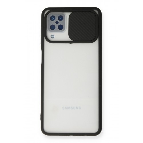 Newface Samsung Galaxy A12 Kılıf Palm Buzlu Kamera Sürgülü Silikon - Siyah Newface Samsung Galaxy A12 Kılıf Palm Buzlu Kamera Sürgülü Silikon - Siyah