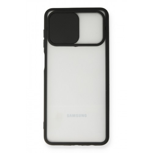 Newface Samsung Galaxy A12 Kılıf Palm Buzlu Kamera Sürgülü Silikon - Siyah Newface Samsung Galaxy A12 Kılıf Palm Buzlu Kamera Sürgülü Silikon - Siyah