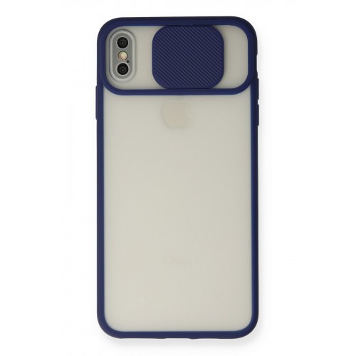 Newface iPhone XS Max Kılıf Palm Buzlu Kamera Sürgülü Silikon - Lacivert Newface iPhone XS Max Kılıf Palm Buzlu Kamera Sürgülü Silikon - Lacivert