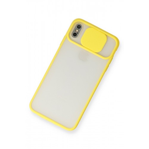 Newface iPhone XS Max Kılıf Palm Buzlu Kamera Sürgülü Silikon - Sarı Newface iPhone XS Max Kılıf Palm Buzlu Kamera Sürgülü Silikon - Sarı