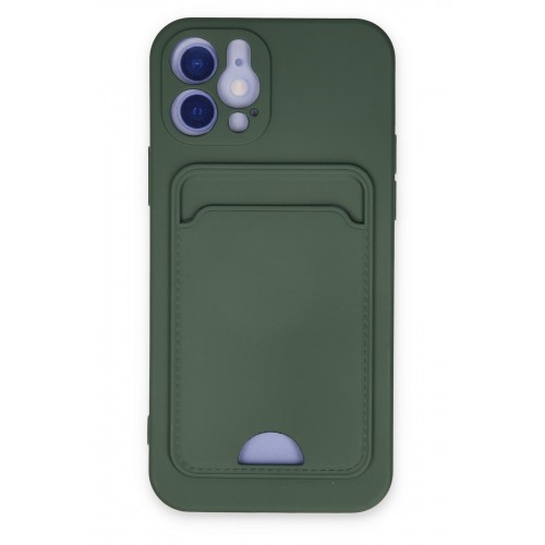 Newface iPhone 12 Kılıf Kelvin Kartvizitli Silikon - Koyu Yeşil Newface iPhone 12 Kılıf Kelvin Kartvizitli Silikon - Koyu Yeşil