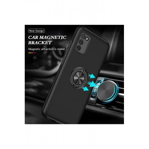 Newface Samsung Galaxy A02S Kılıf Elit Yüzüklü Kapak - Siyah Newface Samsung Galaxy A02S Kılıf Elit Yüzüklü Kapak - Siyah