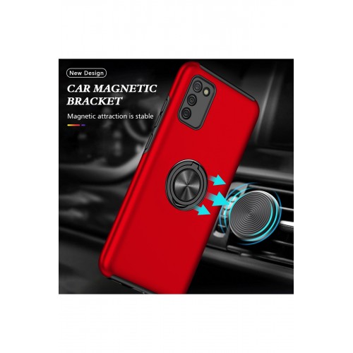 Newface Samsung Galaxy A02S Kılıf Elit Yüzüklü Kapak - Kırmızı Newface Samsung Galaxy A02S Kılıf Elit Yüzüklü Kapak - Kırmızı
