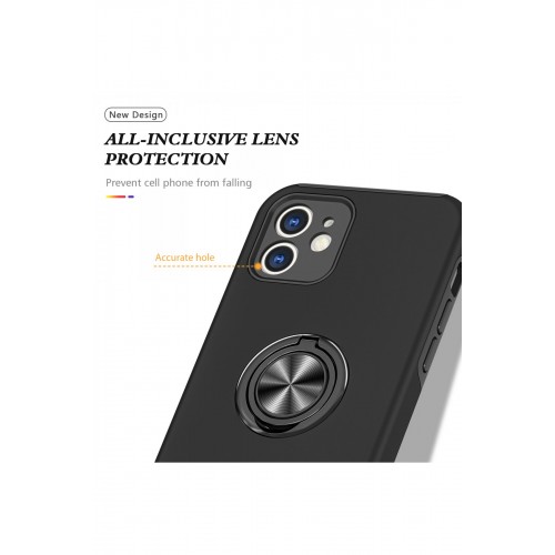 Newface iPhone 12 Mini Kılıf Elit Yüzüklü Kapak - Siyah Newface iPhone 12 Mini Kılıf Elit Yüzüklü Kapak - Siyah