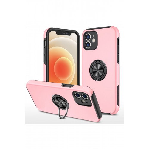 Newface iPhone 12 Mini Kılıf Elit Yüzüklü Kapak - Pembe