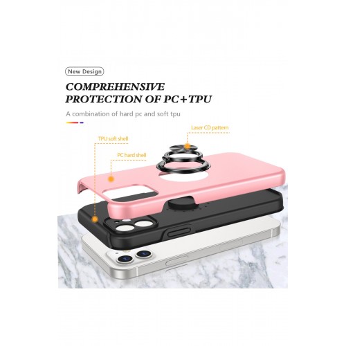 Newface iPhone 12 Mini Kılıf Elit Yüzüklü Kapak - Pembe Newface iPhone 12 Mini Kılıf Elit Yüzüklü Kapak - Pembe