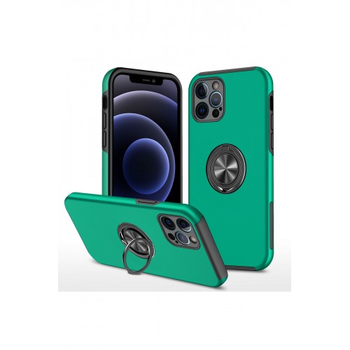 Newface iPhone 12 Pro Max Kılıf Elit Yüzüklü Kapak - Yeşil Newface iPhone 12 Pro Max Kılıf Elit Yüzüklü Kapak - Yeşil